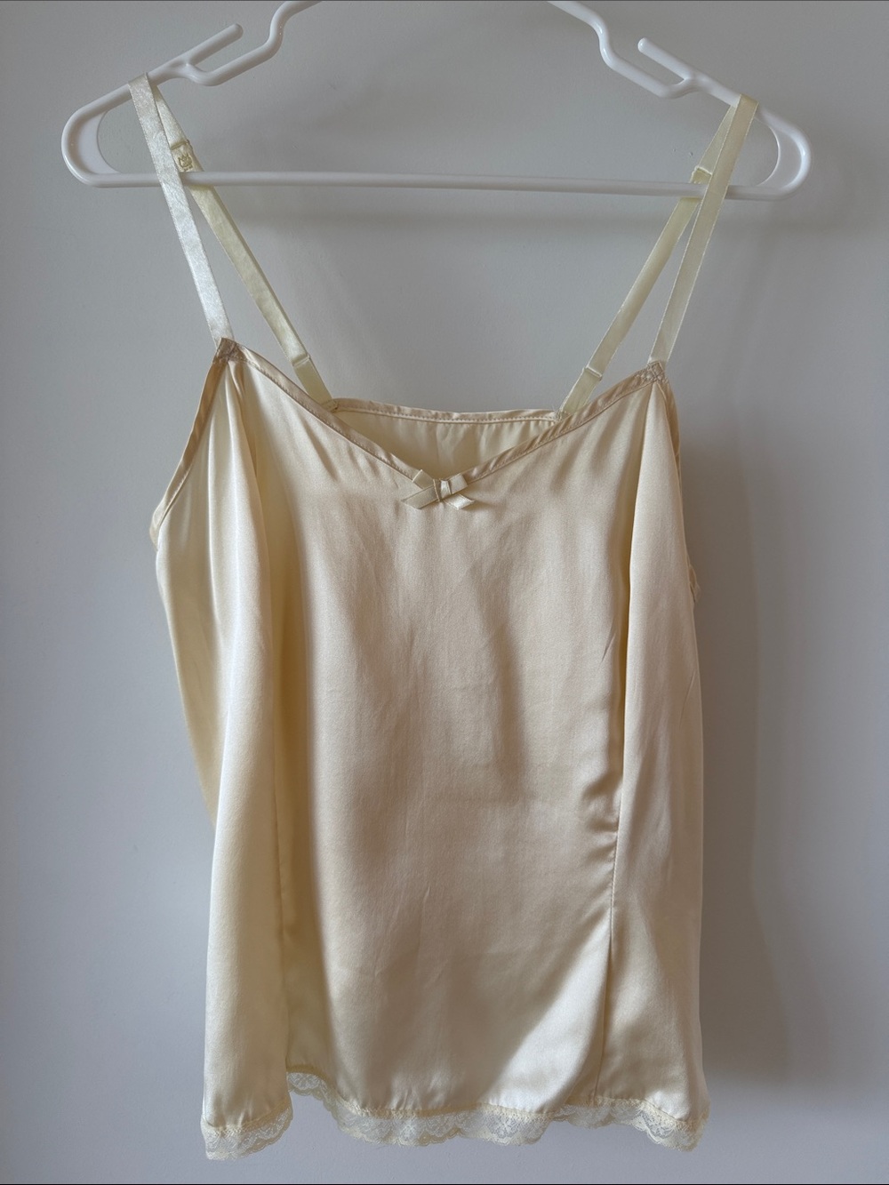 Vintage CHE 100% Pure Silk Lace Trim Camisole Top - Cream Ivory